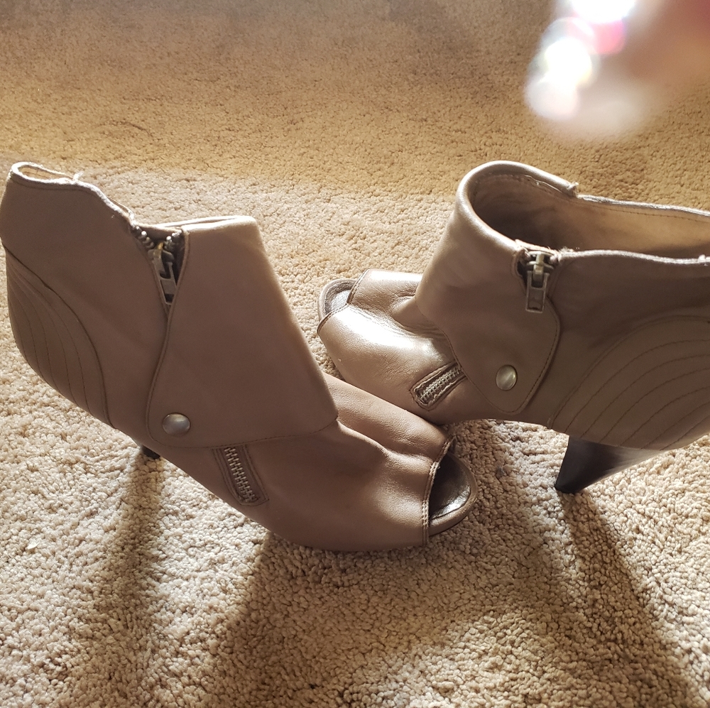 Tan leather booties
